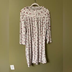 Secret Treasures Fleece Nightgown Mumu White Cardinal Bird Print Size Large